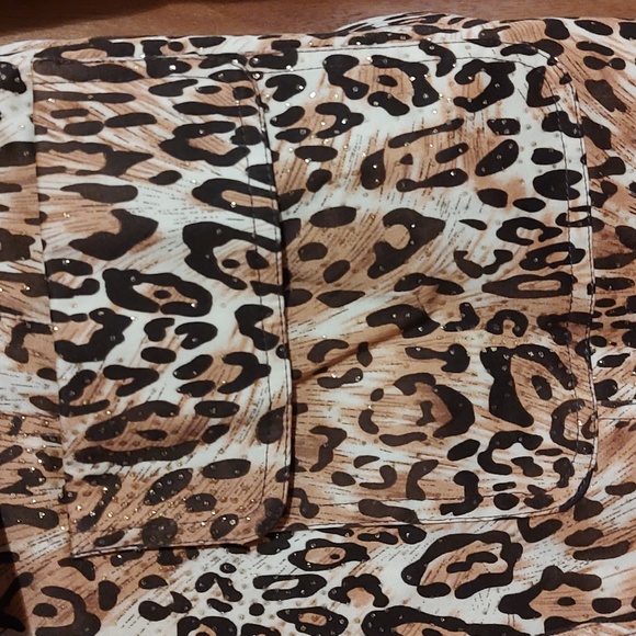 JL New York Sparkly Belted Trench Coat Gold Brown Cream Leopard Print Size Med - Picture 8 of 15